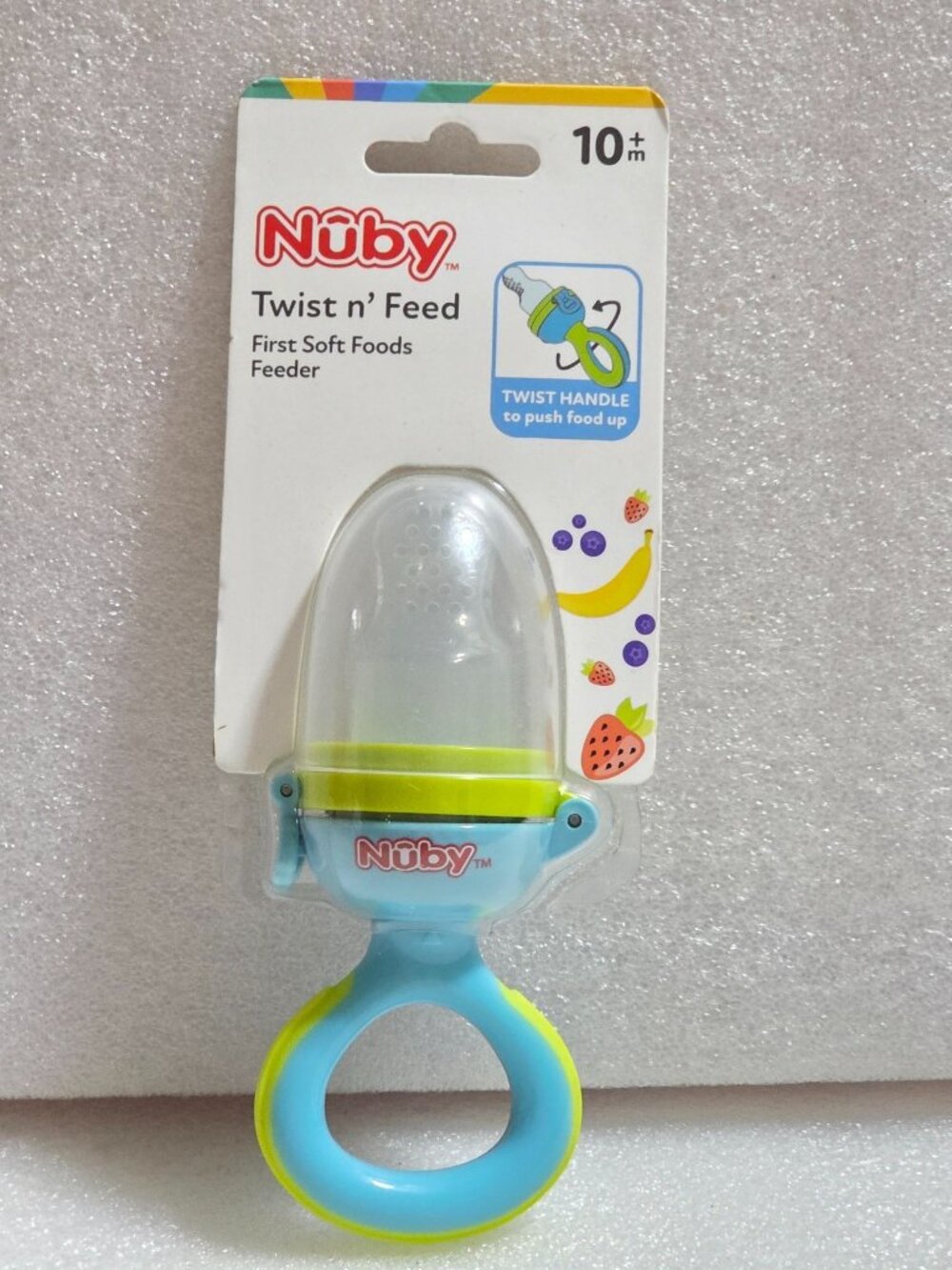 Nuby Twist n' Feed First Soft Foods Feeder Blue Green 10m+ 2024 New